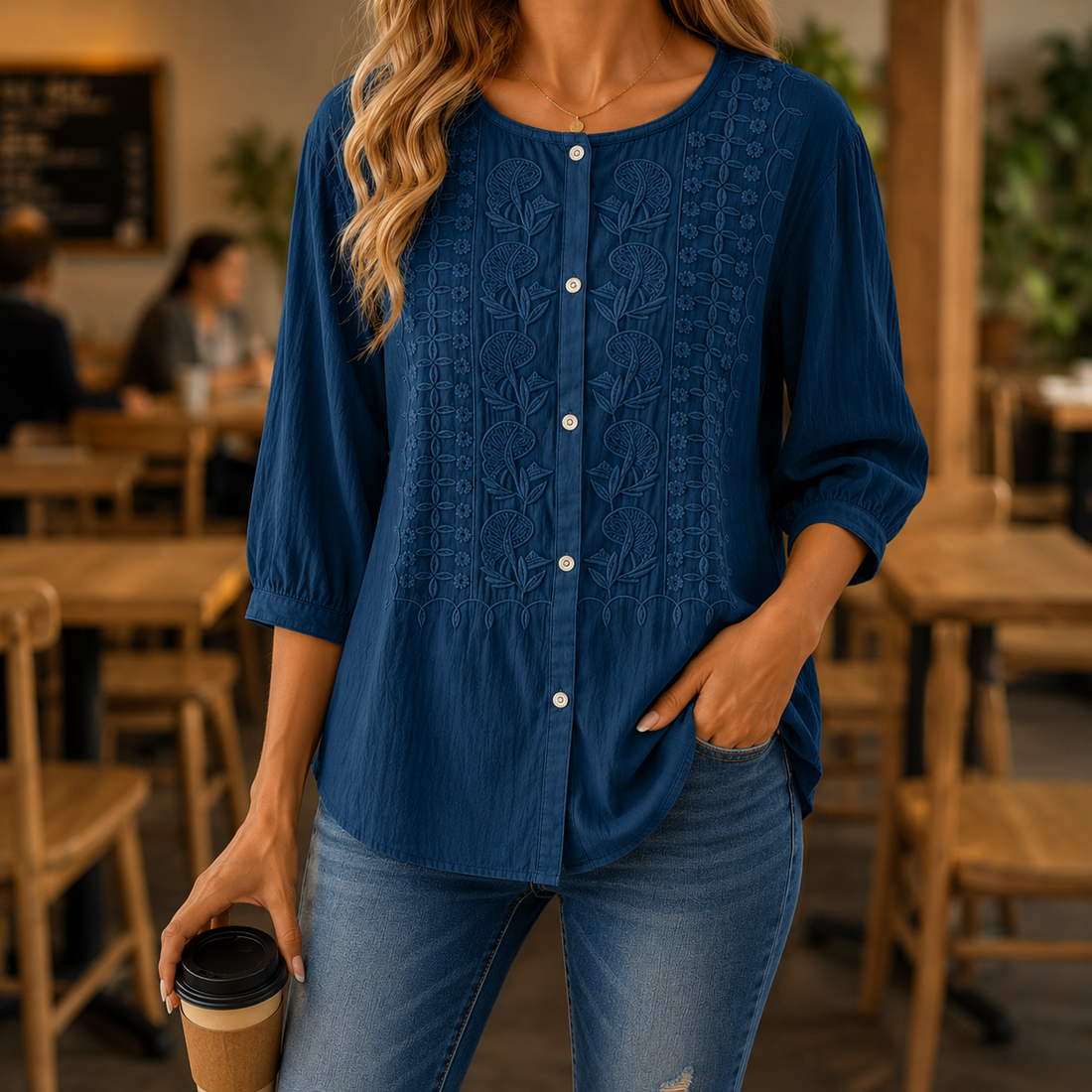 Amelie™ | Elegante Geborduurde Blouse
