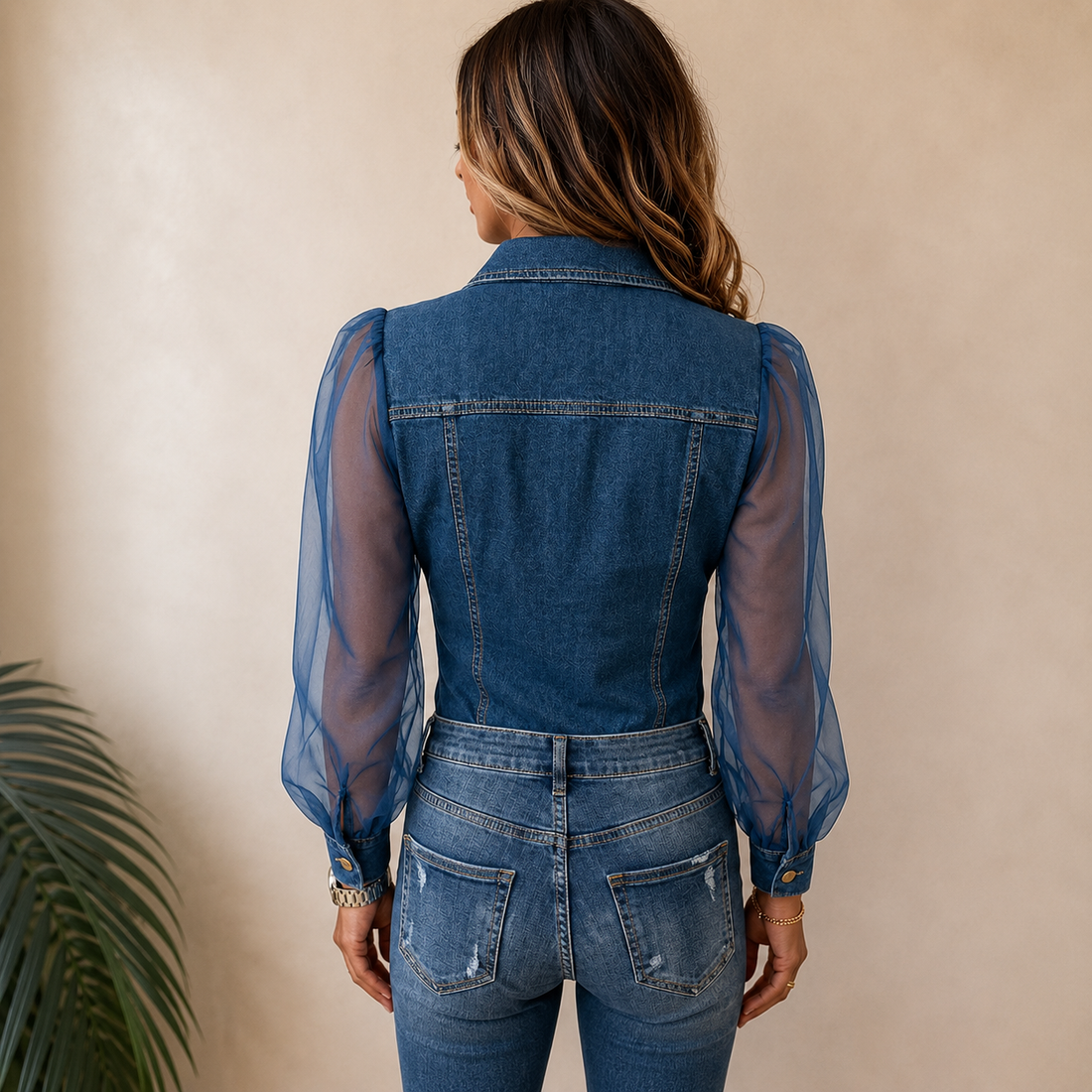 Amelie | Stijlvolle Denim-Look Blouse
