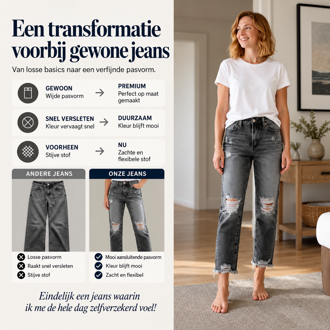 Jade | Trendy Gescheurde Spijkerbroek