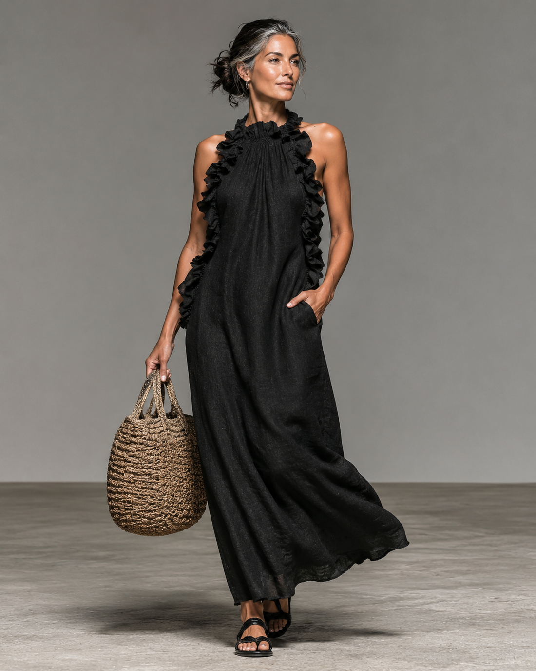 Veer™ | Elegante Buikbedekkende Maxi Jurk Met Zakken