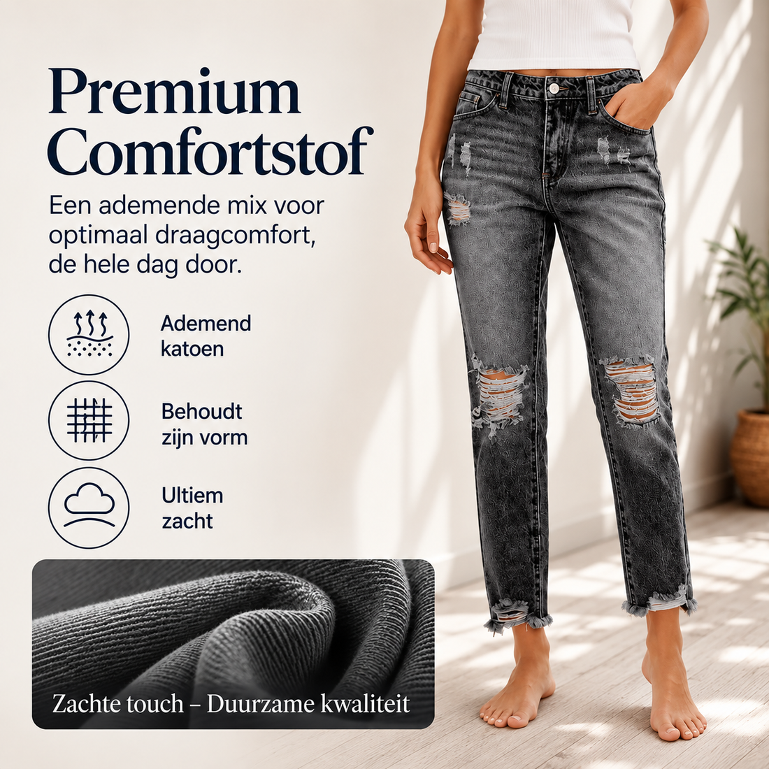 Jade | Trendy Gescheurde Spijkerbroek