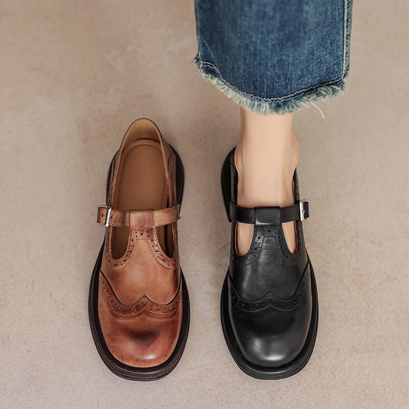 Celine™ | Klassieke leren brogueschoenen