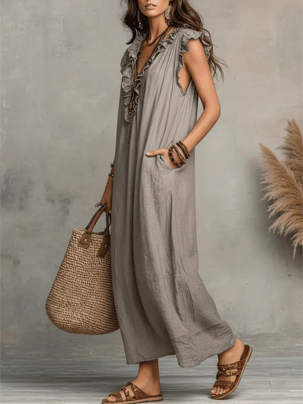 Elva™ | Elegante Buikbedekkende Maxi Jurk Met V-Hals