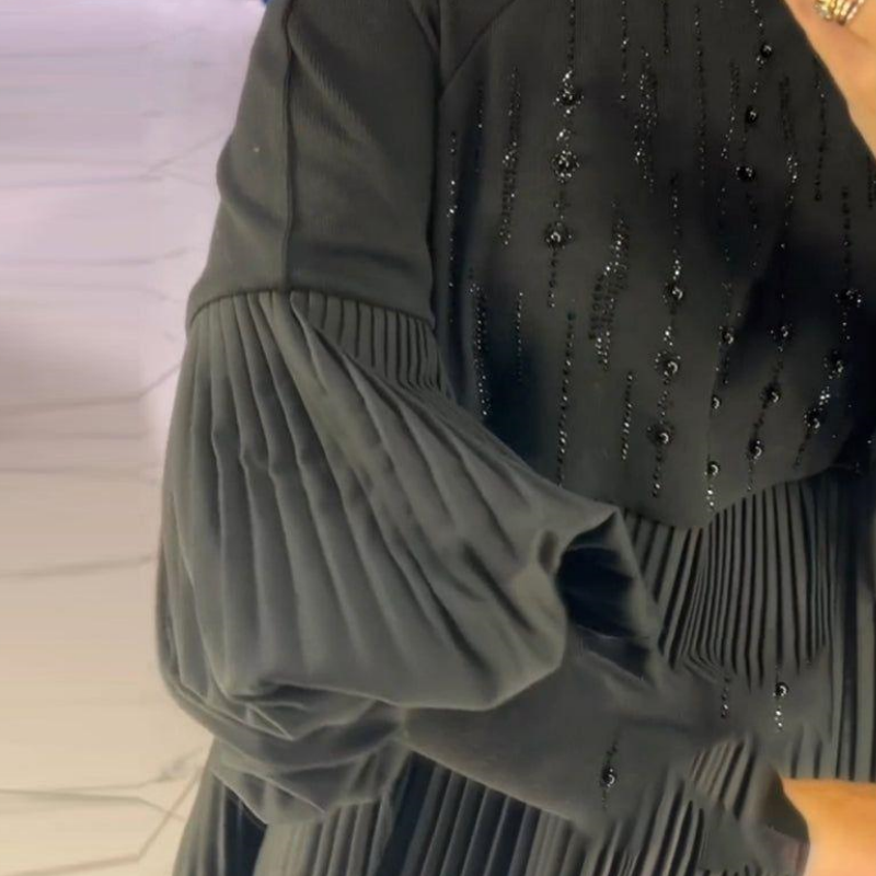 Luna™ | Elegante Geplooide Jurk met Pofmouwen