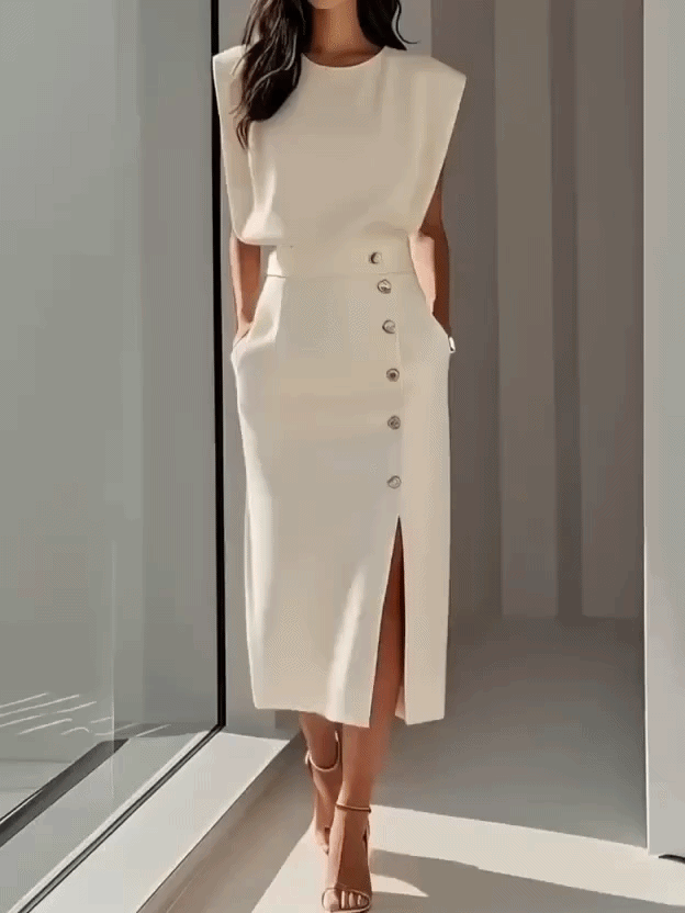 Celina | Stijlvolle Mouwloze Midi Jurk